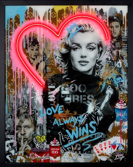 Love Always Wins by Yuvi - Framed Hand Embellished Mixed Media Edition